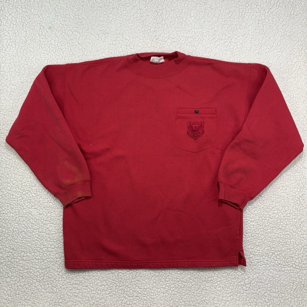 VTG Cherokee Sweatshirt Adult XL Pocket Crest Red Embroidered Jumper Pullover